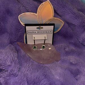 Dana Buchman Gold-tone Earrings with Green Crystals